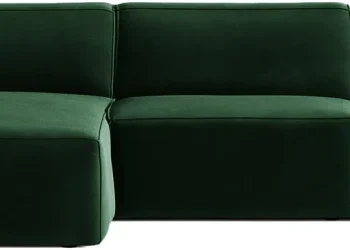 Chaiselongsofa hjørnesofa Micadoni Jodie venstrevendt, flaskegrøn velour, B284 x D162 cm