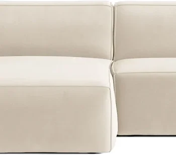 Chaiselongsofa hjørnesofa Micadoni Jodie venstrevendt - lys beige velour, 224×162×77 cm, 3 pers