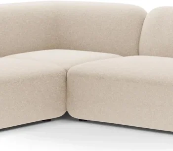 Chaiselongsofa / hjørnesofa Micadoni Kate 4-personers venstrevendt lys beige Puente strukturstof 252×220 cm
