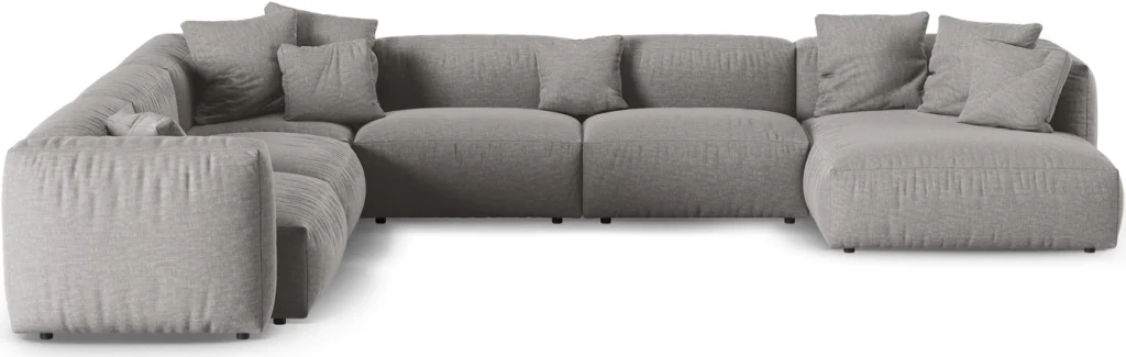 Chaiselongsofa hjørnesofa Micadoni Martina venstrevendt 420x330 cm 6 pers. lys grå Boston strukturstof sædedybde 90 cm