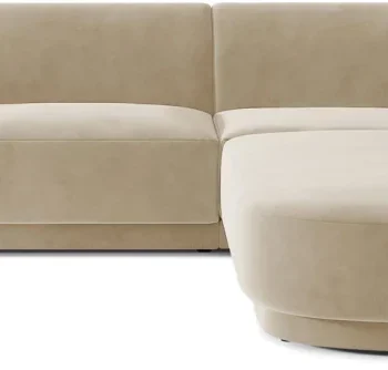 Chaiselongsofa hjørnesofa Micadoni Miley, højrevendt 6-personers, beige Venus-velour, 255x248x70 cm