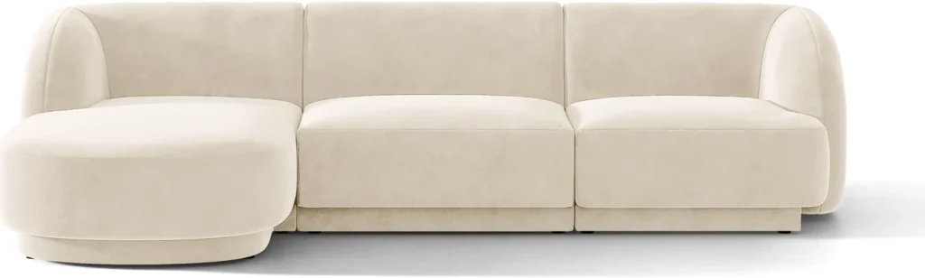 Chaiselongsofa hjørnesofa Micadoni Miley venstrevendt 255x156 cm velour lys beige Petproof Cleanaboo Easy Clean
