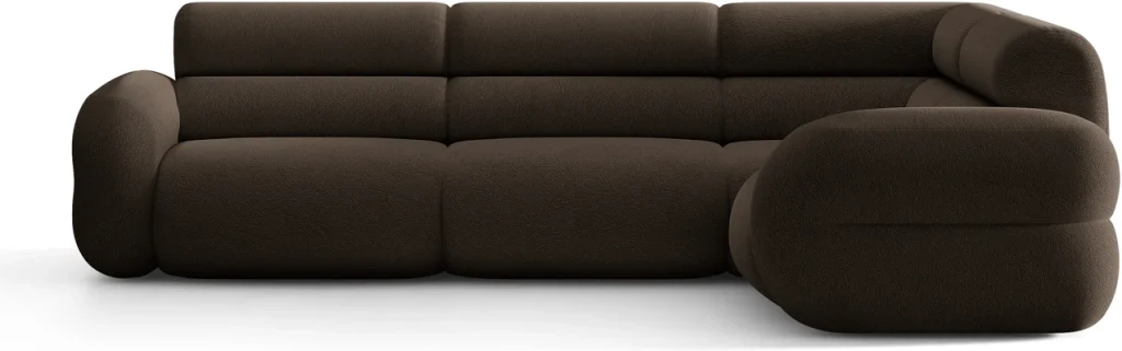 Chaiselongsofa / hjørnesofa Micadoni Neo, højrevendt, 295x210 cm, brun bouclé Baloo 2081 OekoTex, Martindale 100.000