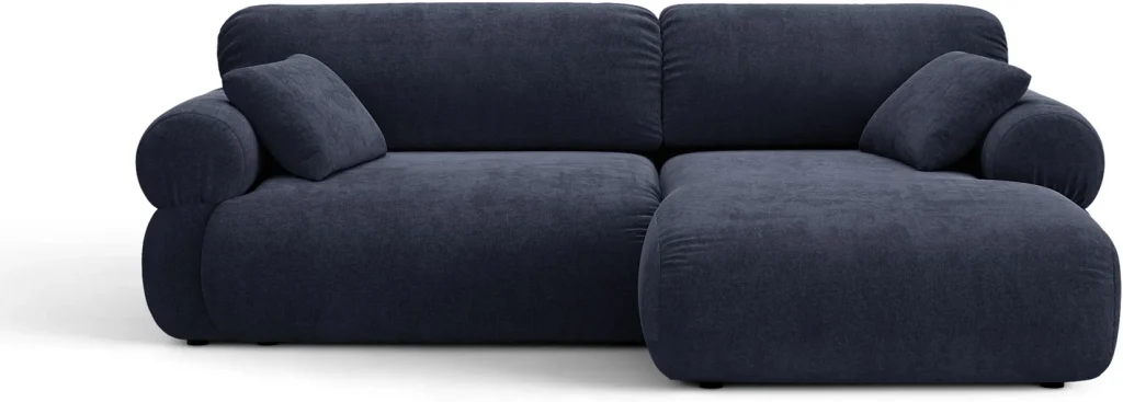 Chaiselongsofa/hjørnesofa Micadoni Ophelia højrevendt 236x164 cm marineblå Liberty strukturstof 4-personers