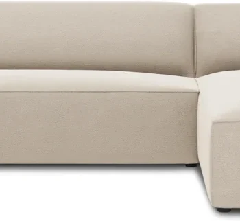 Chaiselongsofa hjørnesofa Micadoni Ruby, højrevendt, beige velour, B273×D180×H69 cm