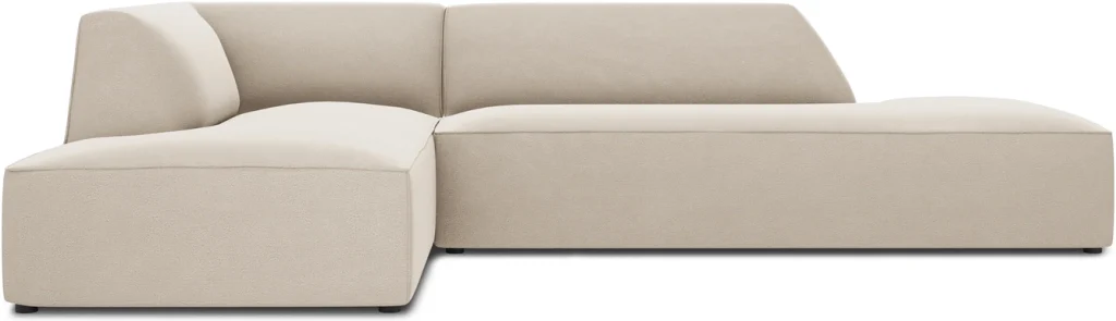 Chaiselongsofa/hjørnesofa Micadoni Ruby venstrevendt, beige velour 273x180 cm, 4 pers.