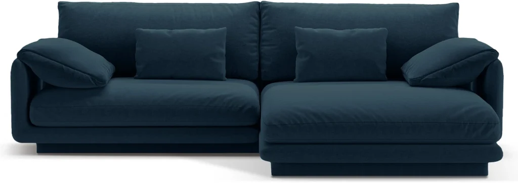 Chaiselongsofa hjørnesofa Micadoni Torino højrevendt B250×D170×H83 cm marineblå strukturstof Wind 77 4-pers.