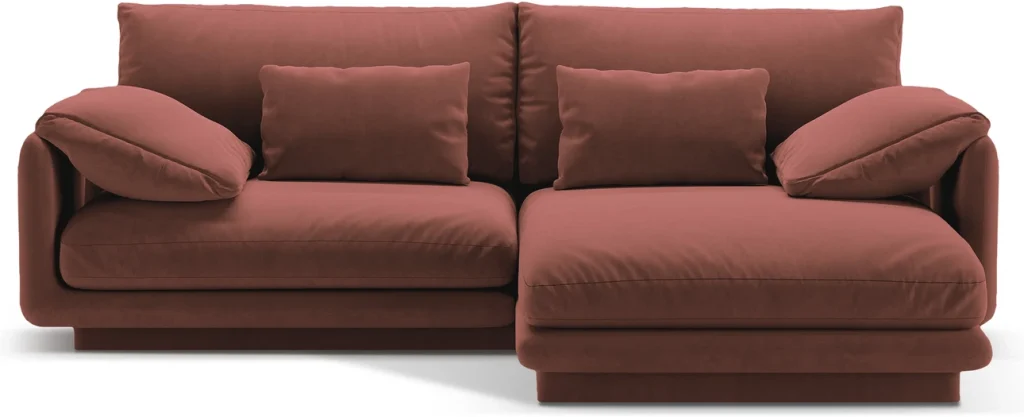 Chaiselongsofa/hjørnesofa Micadoni Torino, læderbrun Casino Cuoio velour, højrevendt, 220x170 cm, 3-personers