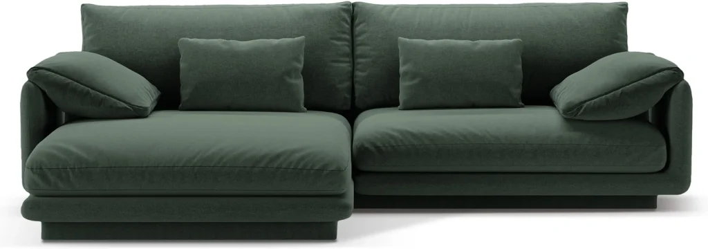 Chaiselongsofa/hjørnesofa Micadoni Torino, venstrevendt, mosgrøn strukturstof Wind 75, H83xB250xD170 cm