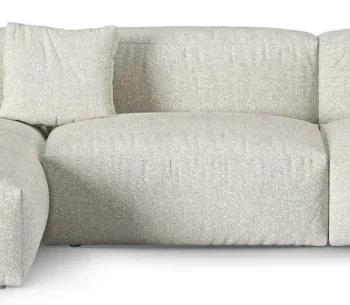 Chaiselongsofa / hjørnesofa venstrevendt Micadoni Martina - Bouclé Monet Pearl gråbeige, B330 D176 H75, sædedybde 90