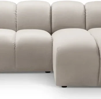 Chaiselongsofa højrevendt Micadoni Diana - beige velour, 4-pers., B334 x D182 x H72 cm