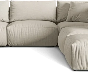 Chaiselongsofa Micadoni Chris højrevendt 295×290 cm natur strukturstof Lins 4-personers