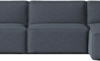 Chaiselongsofa Micadoni Jodie højrevendt hjørnesofa blå strukturstof 341x162 cm plads til 5 personer