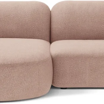 Chaiselongsofa Micadoni Kate, pudderrosa bouclé, venstrevendt, H76×B255×D176 cm, 2-personers