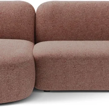 Chaiselongsofa Micadoni Kate, venstrevendt 3-personers, rosa meleret Puente strukturstof, B285×D176×H76 cm