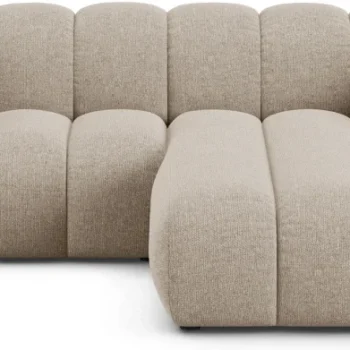 Chaiselongsofa Micadoni Lupine højrevendt 3-personers chenille Eden mørk beige B230 D177 H70 cm