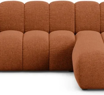 Chaiselongsofa Micadoni Lupine højrevendt 4-personers teglrød chenille Eden 10 Terra 290×177×70 cm