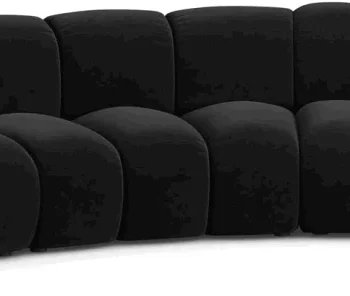 Chaiselongsofa Micadoni Lupine højrevendt hjørnesofa 5-personers, sort velour, B335×D166×H70 cm