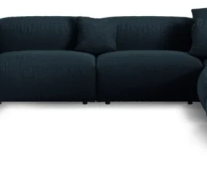 Chaiselongsofa Micadoni Martina, højrevendt hjørnesofa, denimblå strukturstof Boston Ocean, 420×330 cm, sædedybde 90 cm