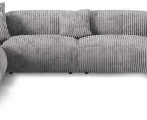 Chaiselongsofa Micadoni Martina venstrevendt hjørnesofa, lys grå ribvelour, op til 6 pers., B420 D330