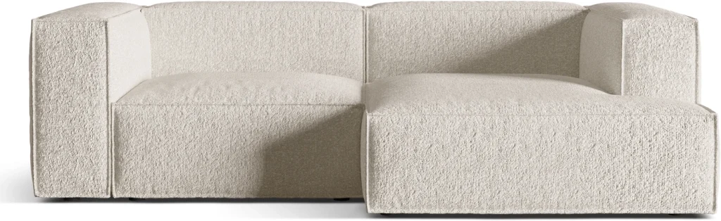 Chaiselongsofa Micadoni Nuria, højrevendt hjørnesofa, 3-personers, Monet Sand bouclé, B252 D147 H72