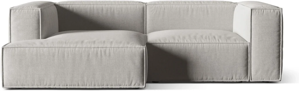 Chaiselongsofa Micadoni Nuria, venstrevendt 3-personers, lysegrå Liberty strukturstof, 252x147x72 cm
