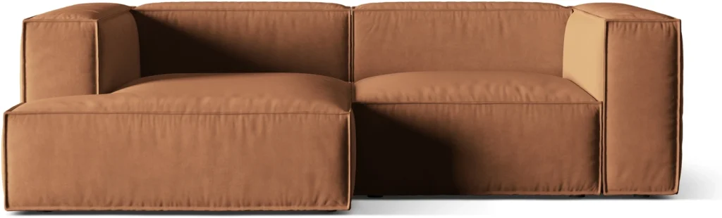 Chaiselongsofa Micadoni Nuria venstrevendt honninggul velour 3-personers B252×D147×H72 cm