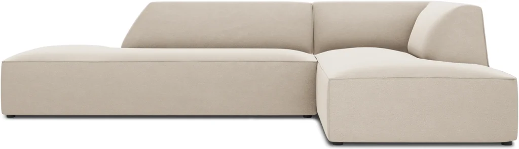 Chaiselongsofa Micadoni Ruby - højrevendt, beige velour, plads til 4, B273xD180xH69 cm