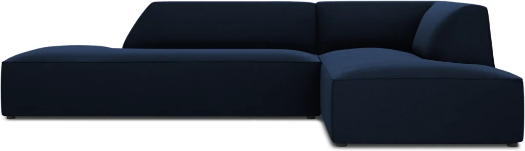 Chaiselongsofa Micadoni Ruby, kongeblå velour, højrevendt, plads til 4, B273×D180×H69 cm