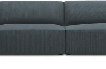 Chaiselongsofa Micadoni Ruby venstrevendt, blå ribvelour, 366 cm, plads til 5 personer