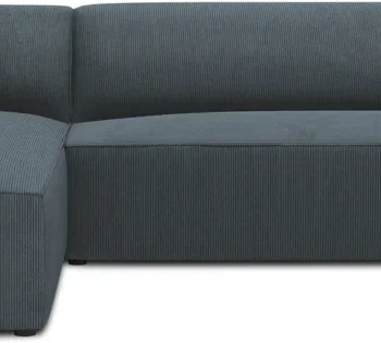 Chaiselongsofa Micadoni Ruby venstrevendt, blå Scala Ocean ribvelour, B273×D180 cm