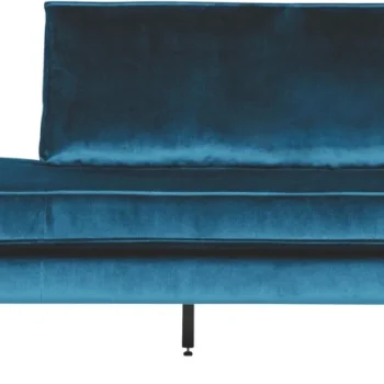Daybed / loungesofa WOOOD Rodeo blå velour 203x86 cm højrevendt, fast sæde