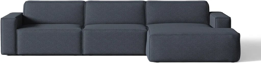 Hjørnesofa chaiselong Micadoni Jodie højrevendt, blå strukturstof B284×D162×H77 cm