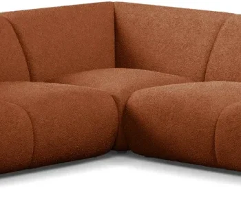 Hjørnesofa/chaiselong Micadoni Molino, bouclé-stof terrakotta, 252x252 cm, plads til 5 personer