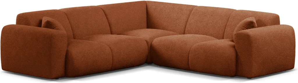 Hjørnesofa/chaiselong Micadoni Molino, bouclé-stof terrakotta, 252x252 cm, plads til 5 personer