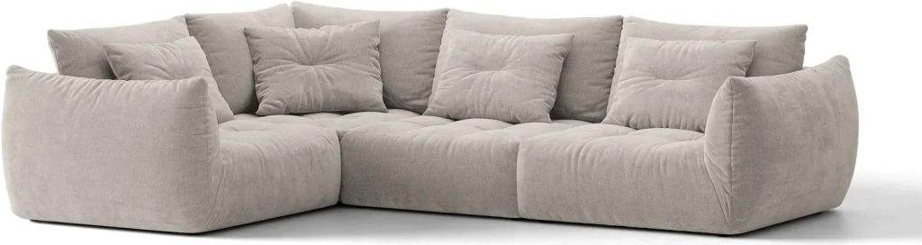 Hjørnesofa chaiselongsofa Micadoni Bloom venstrevendt, 3-pers lysgrå Wind 84 tekstureret stof, B316×D222×H97 cm