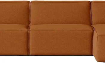 Hjørnesofa chaiselongsofa Micadoni Jodie højrevendt terrakotta, 5-personers strukturstof B341×D162 cm