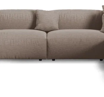 Hjørnesofa chaiselongsofa Micadoni Martina højrevendt - mørk beige strukturstof, plads til 6 pers., sædedybde 90 cm
