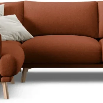 Hjørnesofa chaiselongsofa Micadoni Naomi venstrevendt teglrød strukturstof 280x195 cm