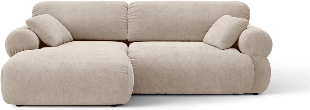 Hjørnesofa/Chaiselongsofa Micadoni Ophelia venstrevendt, 4 pers, Liberty strukturstof beige