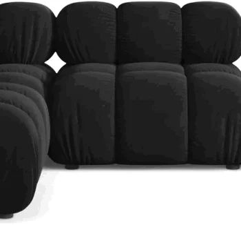 Hjørnesofa Micadoni Bellis modulsofa i sort velour med chaiselong B282×D188×H70 cm