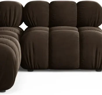 Hjørnesofa Micadoni Bellis mørkebrun velour 4 pers modulopbygget med chaiselong 282x188 cm