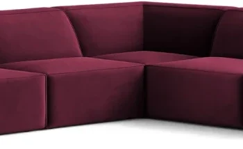 Hjørnesofa Micadoni Jodie 283x283 cm bordeaux velour - dyb chaiselong, plads til 6, Easy Clean