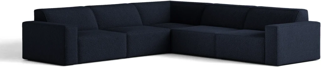 Hjørnesofa Micadoni Jodie 283x283 cm mørkeblå bouclé 6 pers. chaiselong Oeko-Tex