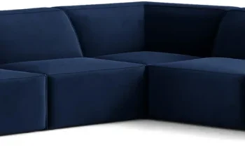 Hjørnesofa Micadoni Jodie, 6-personers kongeblå velour 283x283 cm chaiselong 222 cm
