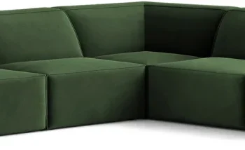 Hjørnesofa Micadoni Jodie flaskegrøn velour 283x283 cm 6-personers chaiselong