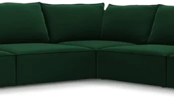 Hjørnesofa Micadoni Kaelle 286x286 cm flaskegrøn velour - chaiselong 220 cm, plads til 7