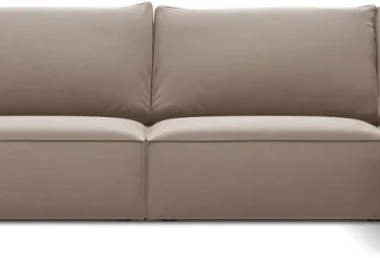 Hjørnesofa Micadoni Kaelle, højrevendt chaiselong, velour cappuccino, 364x171 cm, plads til 5 personer
