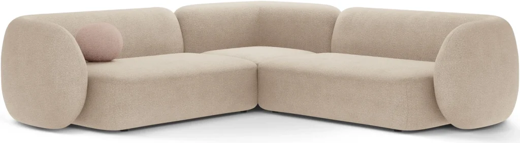 Hjørnesofa Micadoni Kate 252x252 cm beige bouclé med chaiselong, plads til 5 personer