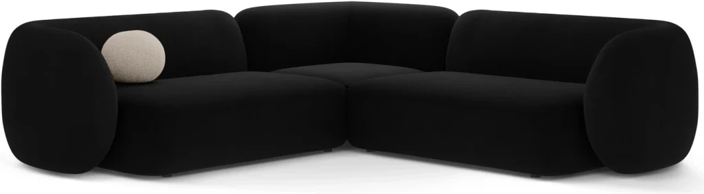 Hjørnesofa Micadoni Kate 252x252 cm sort Salvador 19-velour chaiselong 5 pers.